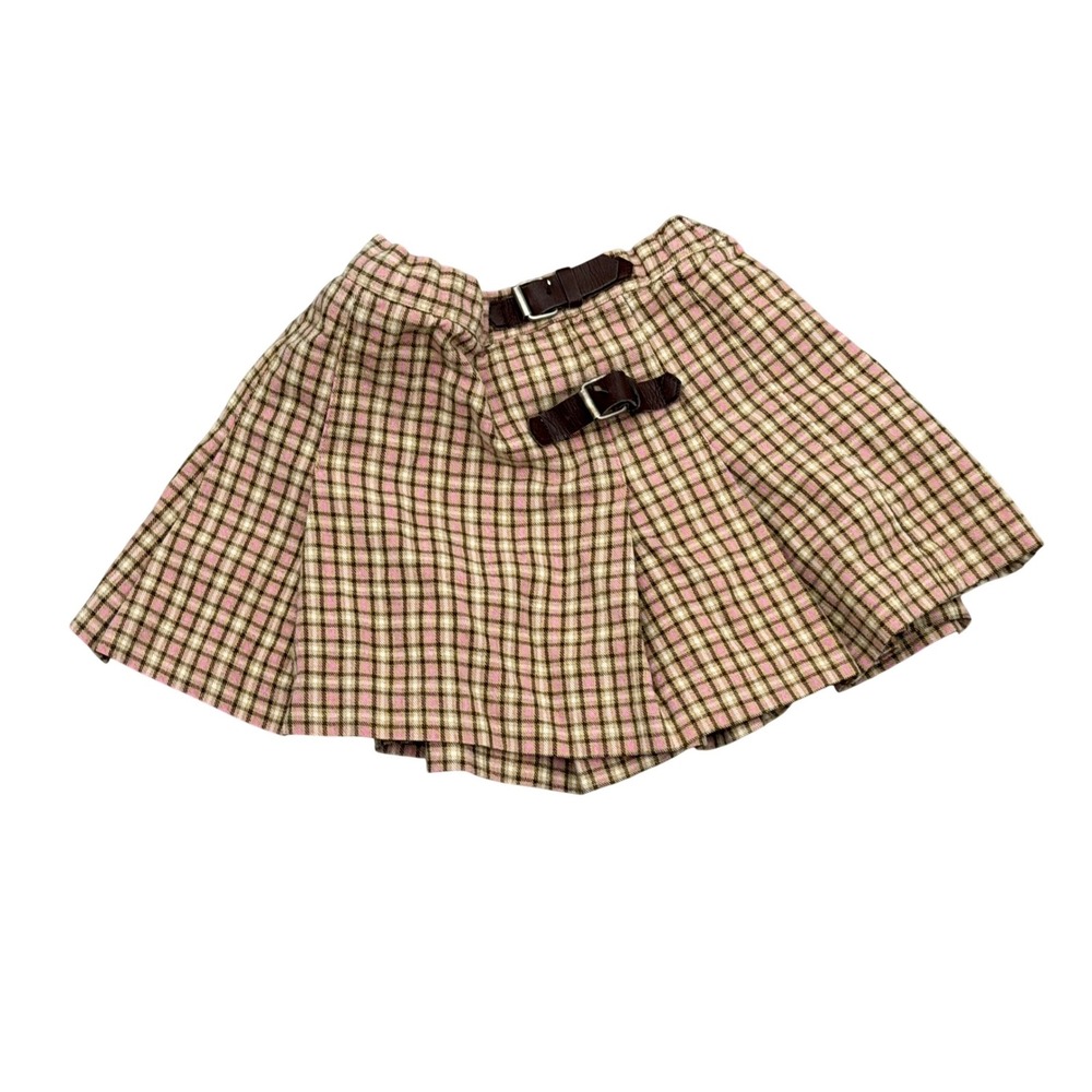 Vintage Baby Gap 2003 Toddler Plaid Wool Blend Kilt Skirt 2T Pink Brown Y2K
